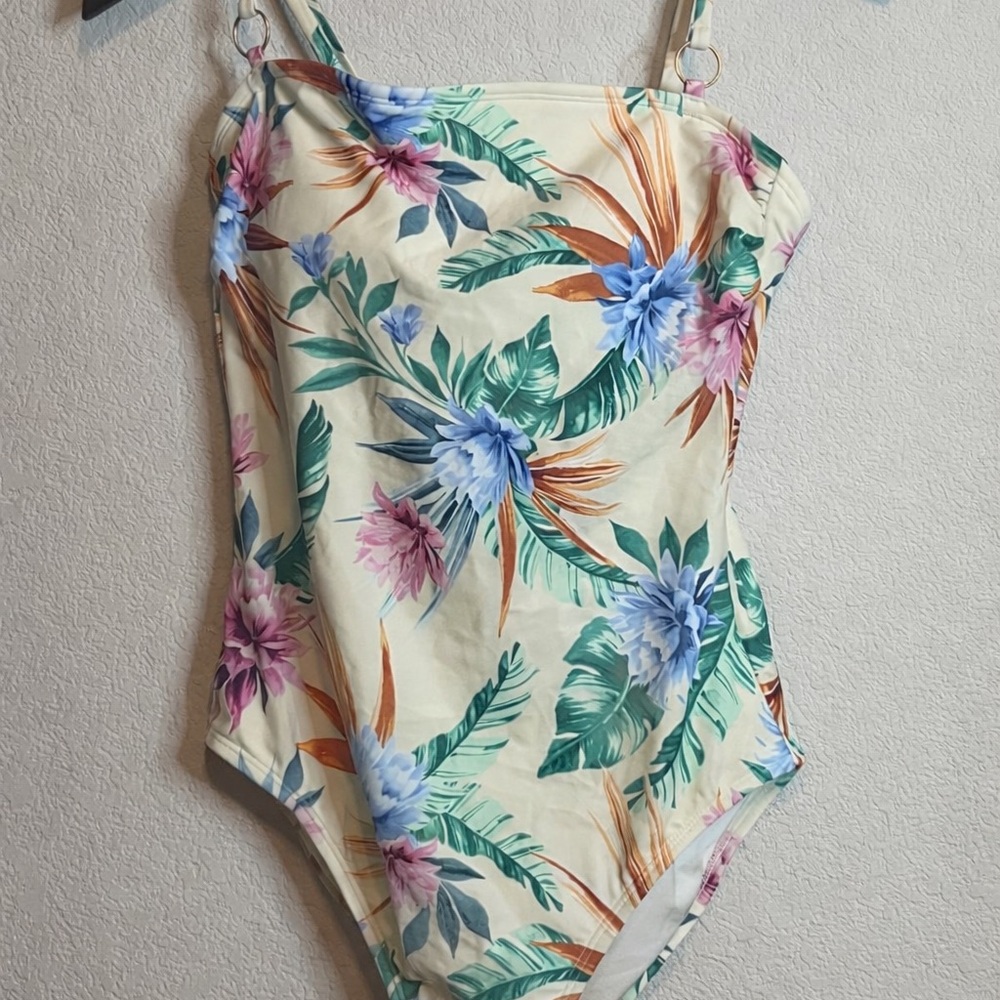 Shade & Shore Floral One Piece Swimsuit - Cream, Blue, Pink, Green, Orange